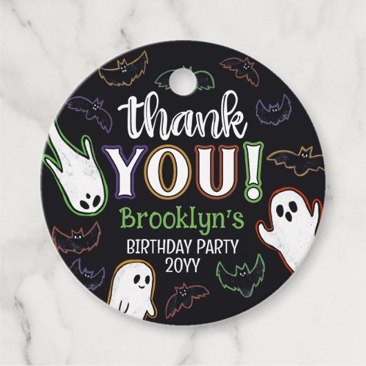 Spooky Bats & Ghosts Halloween Party Dank u Bedankjes Labels (Voorkant)