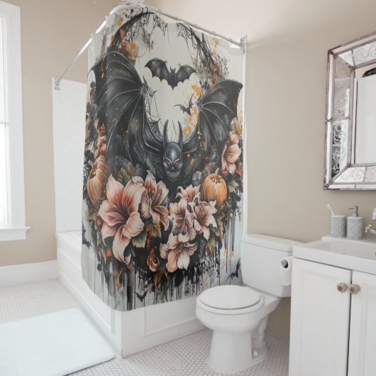 Spooky Bats Halloween Douchegordijn (In situ)
