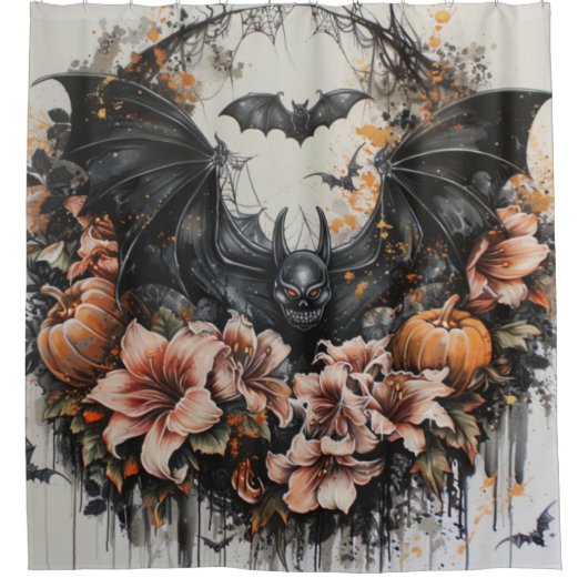 Spooky Bats Halloween Douchegordijn (Voorkant)