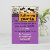 Spooky Bats Halloween Invitation Kaart (Staand voorkant)