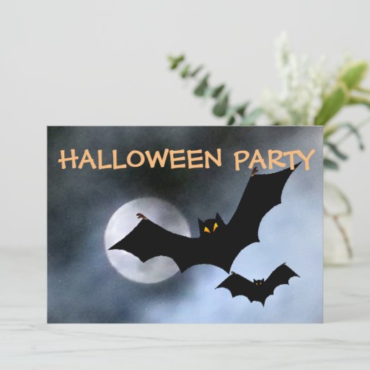 Spooky Bats Halloween Invitations Kaart (Staand voorkant)