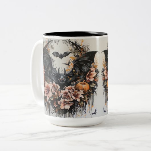 Spooky Bats Halloween Keramische Mok (Voorkant links)