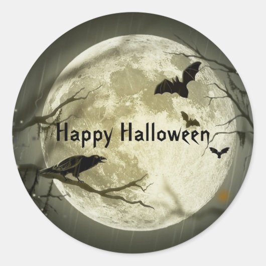 Spooky Bats Halloween Ronde Sticker (Voorkant)