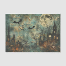 Spooky Bats Haunted Mansion Halloween Decoupage