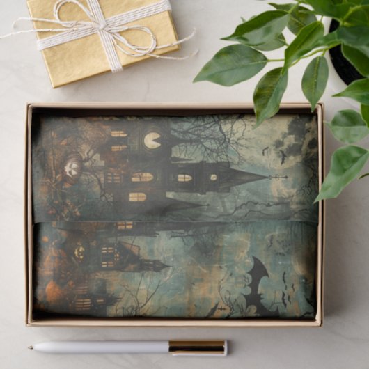 Spooky Bats Haunted Mansion Halloween Decoupage Tissuepapier (Geschenk)