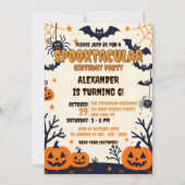 Spooky Bats & Jack-o'-Lanterns Halloween Verjaarda Kaart (Voorkant)
