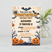 Spooky Bats & Jack-o'-Lanterns Halloween Verjaarda Kaart (Staand voorkant)