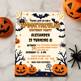 Spooky Bats & Jack-o'-Lanterns Halloween Verjaarda Kaart