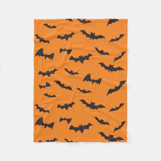 Spooky Bats op Sinaasappel Fleece Deken (Voorkant)