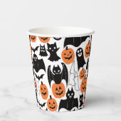 Spooky Bats & Pumpkins Waterverf Halloween Party Papieren Bekers (Achterkant)