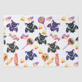 Spooky Bats & Snoep, Waterverf, Kleurrijk Tissuepapier