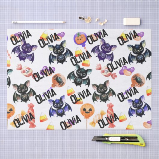 Spooky Bats & Snoep, Waterverf, Kleurrijk Tissuepapier (Craft)