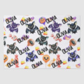 Spooky Bats & Snoep, Waterverf, Kleurrijk Tissuepapier (Voorkant)