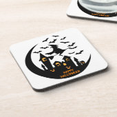 Spooky Bats & Witch Happy Halloween Custom Bier Onderzetter (Linkerzijde)