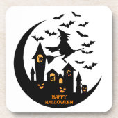 Spooky Bats & Witch Happy Halloween Custom Bier Onderzetter (Voorkant)
