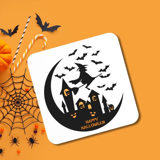 Spooky Bats & Witch Happy Halloween Custom Bier Onderzetter