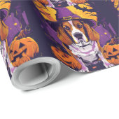 Spooky Beagle Halloween heks en pompoen Cadeaupapier (Rol Hoek)