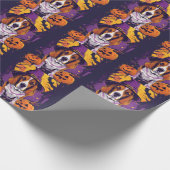 Spooky Beagle Halloween heks en pompoen Cadeaupapier (Hoek)