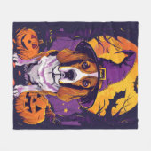 Spooky Beagle Halloween heks en pompoen Fleece Deken (Voorkant (Horizontaal))