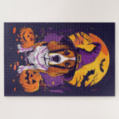Spooky Beagle Halloween heks en pompoen Legpuzzel (Horizontaal)