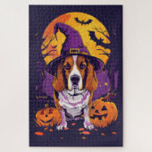 Spooky Beagle Halloween heks en pompoen Legpuzzel (Verticaal)