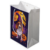 Spooky Beagle Halloween heks en pompoen Medium Cadeauzakje (Voorkant Gekanteld)