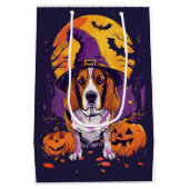 Spooky Beagle Halloween heks en pompoen Medium Cadeauzakje (Achterkant)