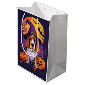 Spooky Beagle Halloween heks en pompoen Medium Cadeauzakje (Achterkant Gekanteld)