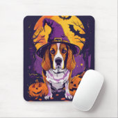 Spooky Beagle Halloween heks en pompoen Muismat (Met muis)