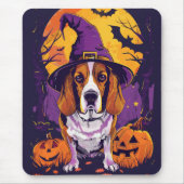 Spooky Beagle Halloween heks en pompoen Muismat (Voorkant)