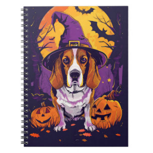 Spooky Beagle Halloween heks en pompoen Notitieboek