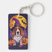 Spooky Beagle Halloween heks en pompoen Sleutelhanger (achterkant)