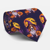 Spooky Beagle Halloween heks en pompoen Stropdas (Opgerold)