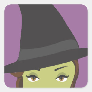 Spooky Beauful Green Witch Halloween Sticker