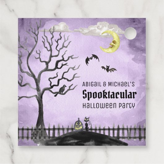 Spooky Bedankt Paarse Halloween Kostuum Party Bedankjes Labels (Achterkant)