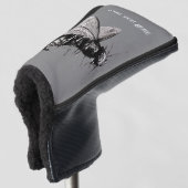 Spooky Bee Tekening in Zwarte Schedel op Vleugels  Golfheadcover (3/4 voorkant)