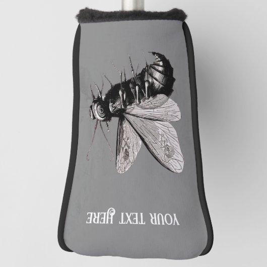 Spooky Bee Tekening in Zwarte Schedel op Vleugels  Golfheadcover (Draai 90)