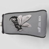 Spooky Bee Tekening in Zwarte Schedel op Vleugels  Golfheadcover (Voorkant)