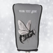 Spooky Bee Tekening in Zwarte Schedel op Vleugels  Golfheadcover