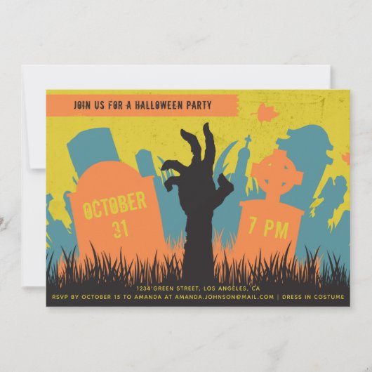 Spooky begraafplaats en grafsteen Halloween feest Kaart (Voorkant)