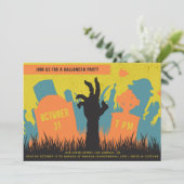 Spooky begraafplaats en grafsteen Halloween feest Kaart (Staand voorkant)