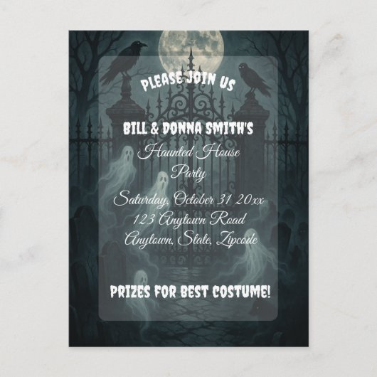 Spooky begraafplaats Halloween Party Uitnodiging Briefkaart (Voorkant)
