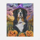 Spooky Berner Mountain Halloween Witch Pumpkin Fleece Deken (Voorkant)