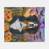 Spooky Berner Mountain Halloween Witch Pumpkin Fleece Deken (Voorkant (Horizontaal))