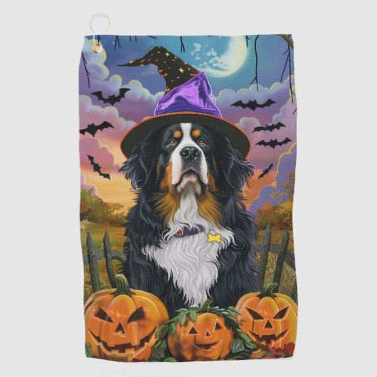 Spooky Berner Mountain Halloween Witch Pumpkin Golfhanddoek (Voorkant)