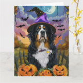 Spooky Berner Mountain Halloween Witch Pumpkin Kaart (Gele Bloem)