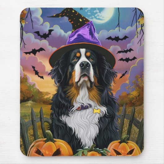 Spooky Berner Mountain Halloween Witch Pumpkin Muismat (Voorkant)