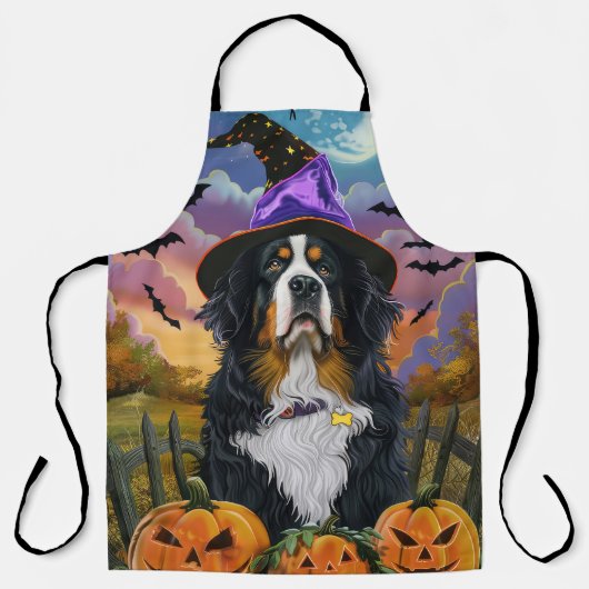 Spooky Berner Mountain Halloween Witch Pumpkin Schort (Voorkant)