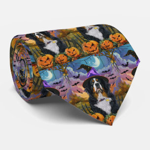 Spooky Berner Mountain Halloween Witch Pumpkin Stropdas