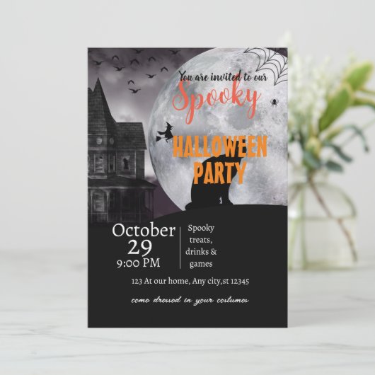 Spooky bewitching halloween thema Uitnodiging (Staand voorkant)
